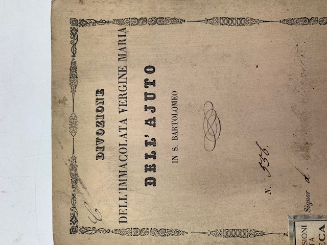 Divozione all'Immacolata Vergine Maria dell'ajuto introdotta il giorno 20 luglio 1688 nella Chiesa di San Bartolomeo di Milano